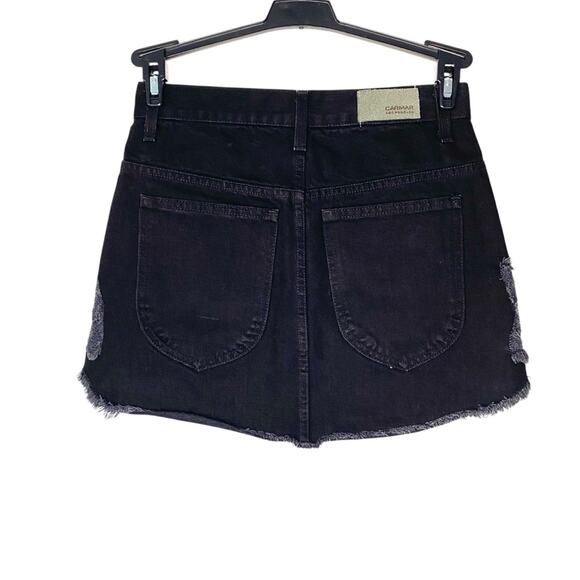 Carmar Beatrice Revolve Black Denim Silver Star Mini Skirt Zipper Front size 25 - Picture 3 of 6